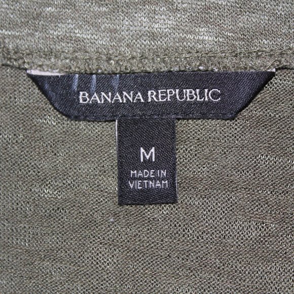 Banana Republic Women's Olive Green Short Sleeve Sheer Ruffle Tee ~M~ - Picture 6 of 9